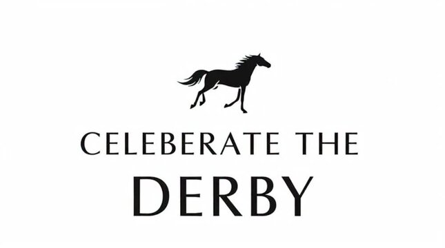 Minimal horse icon top, text &ldquo;Celebrate the Derby&rdquo;