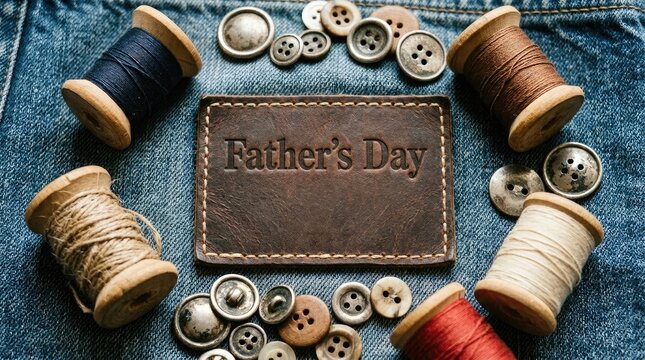 sewing accessories on wooden background