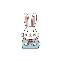 Obraz premium Cute Cartoon Bunny Wearing Sweater.