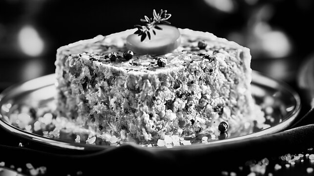 Gourmet magret de canard meat terrine with herbs and peppercorns