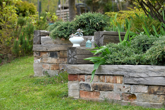 Small garden near the house during spring