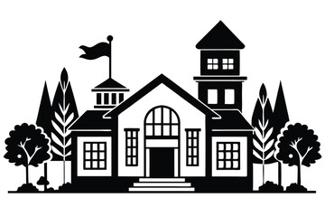 Fototapeta premium school silhouette line art vector illustration