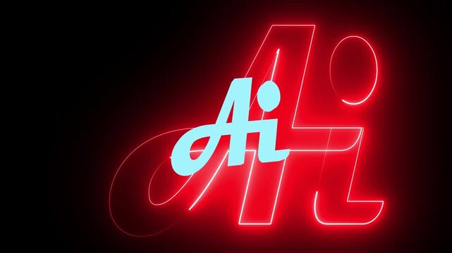 Animation of AI text over light trails desing