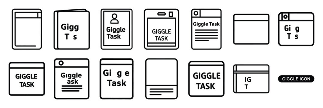 A set of giggle task silhouette icon. Funny vector isolated icons on transparent background.