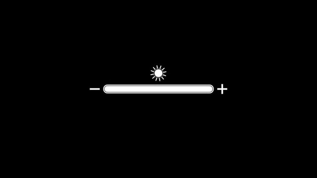 Brightness level icon sign adjustment animation on transparent background.Brightness level outline icon.4k animation video.