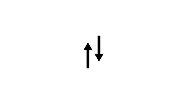 Animated arrow bouncing slide to up down. directional swipe arrow, animated arrow pointing to downwards .4k animation video .