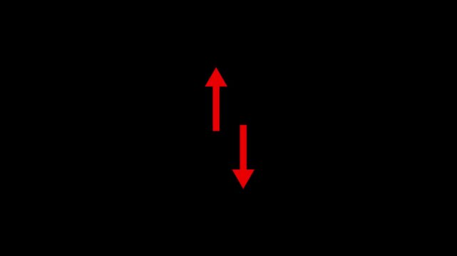 Animated arrow bouncing slide to up down. directional swipe arrow, animated arrow pointing to downwards .4k animation video .