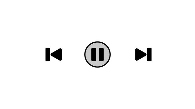 Cursor arrow clicking play and pause button motion graphic with alpha channel. Mouse pointer click media player icon animated on transparent background.4K animation video play icon.