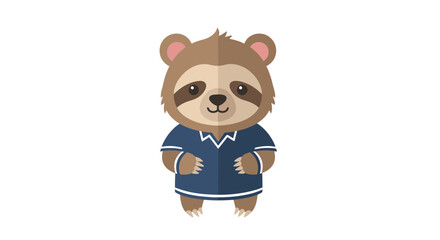 Fototapeta premium Cute Sloth Cartoon Character in Blue Pajamas with Copy Space