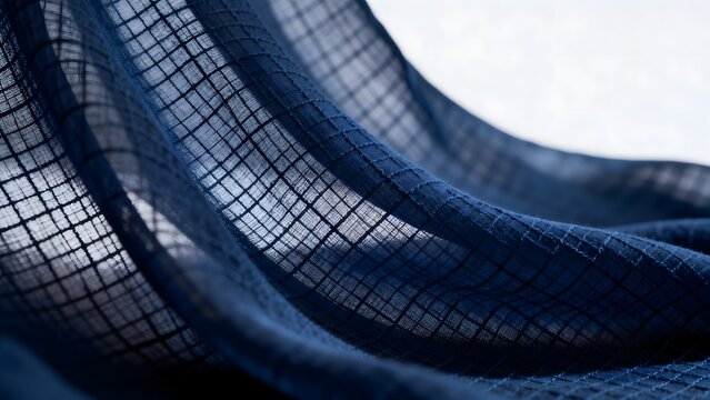 Blue fabric texture with grid pattern
