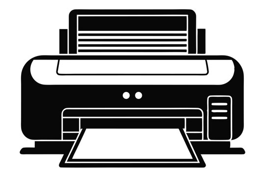 printer silhouette line art vector illustration