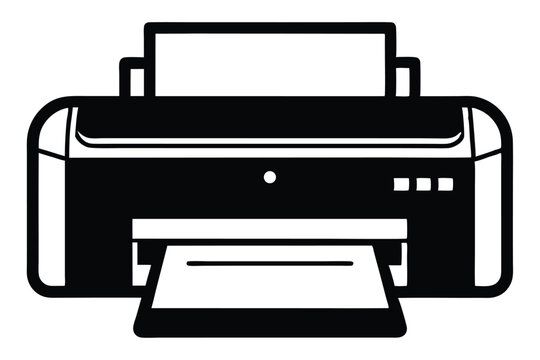 printer silhouette line art vector illustration