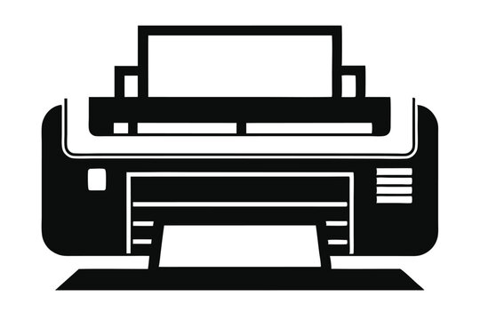 printer silhouette line art vector illustration