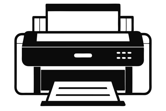 printer silhouette line art vector illustration