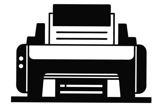 printer silhouette line art vector illustration