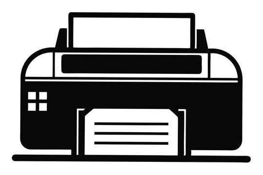 printer silhouette line art vector illustration