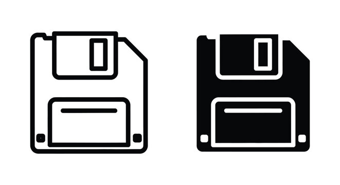 Vintage floppy disk save icon for data storage and backup
