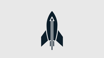 Fototapeta premium Minimalist rocket and upward ascension arrow - Suitable for growth milestones, career advancement, or technology venture icons.