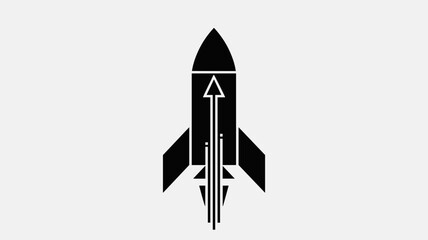 Fototapeta premium Rocket silhouette with vertical launch arrow - Ideal for business startups, project launches, or aerospace innovation.