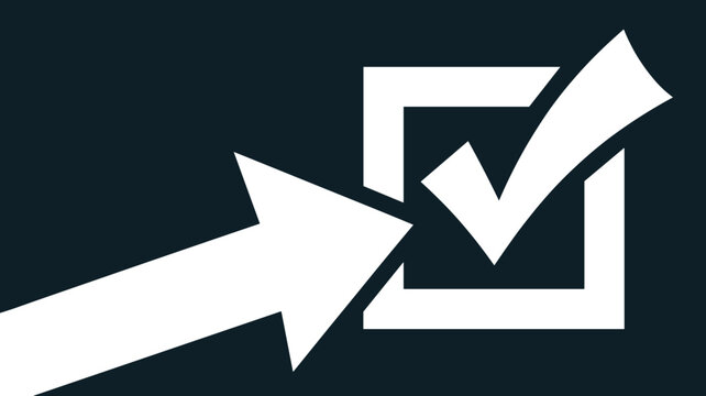 Arrow pointing to completed checkbox - Suitable for task management apps, goal setting, or project completion symbols.