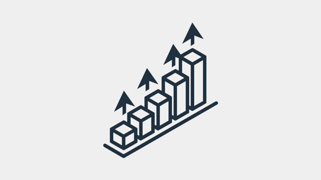 Black and white isometric growth chart - Great for professional dashboards, quantitative research, or annual report graphics.