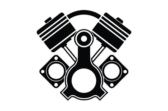 piston engine silhouette line art vector illustration