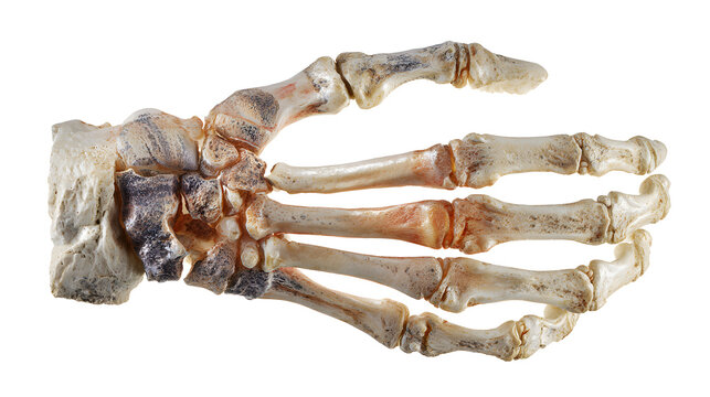 Human hand bones with scaphoid fracture anatomical model medical illustration white background