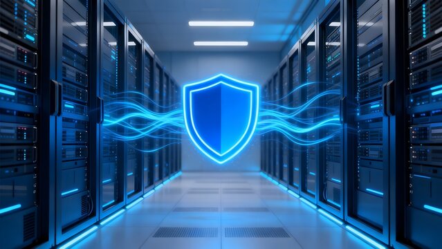 Server room with digital shield