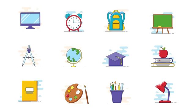Education icons on white background.