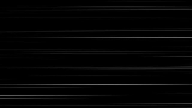 Anime horizontal speed lines seamless loop with alpha channel black background manga motion 4K animation white streaks action effect comic style dynamic energy visuals intense