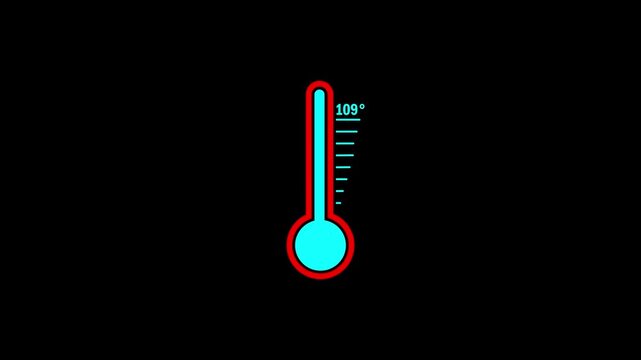 The thermometer shows the temperature of air or water at 109 degrees Celsius. Digital fever thermometer icon animation.4k animation video.