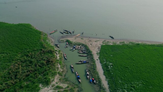 Aerial Shot of Rural Bangladesh Landscape
