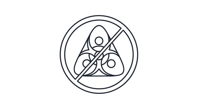 Biohazard Symbol Crossed Out, No Biological Hazard Icon, Danger Sign