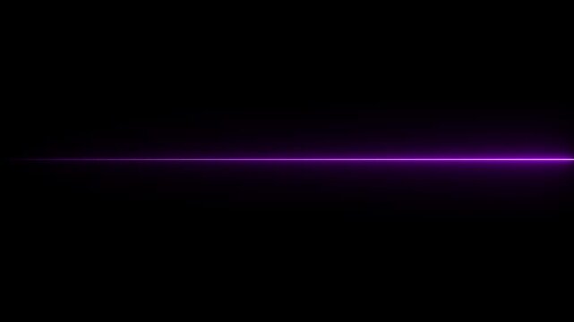 glowing neon Straight neon lazer animation of horizontal line, straight neon lazer line, seamless loop.