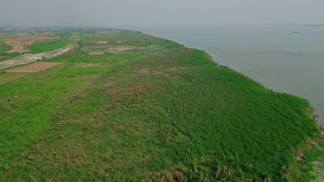 Drone View of Padma River Island, Bangladesh