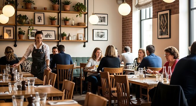 People dining at a restaurant table.