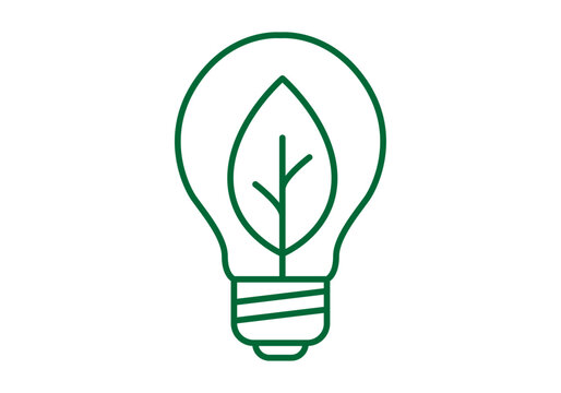 Bombilla con hoja verde en el interior como s&iacute;mbolo de energ&iacute;a renovable y ecolog&iacute;a