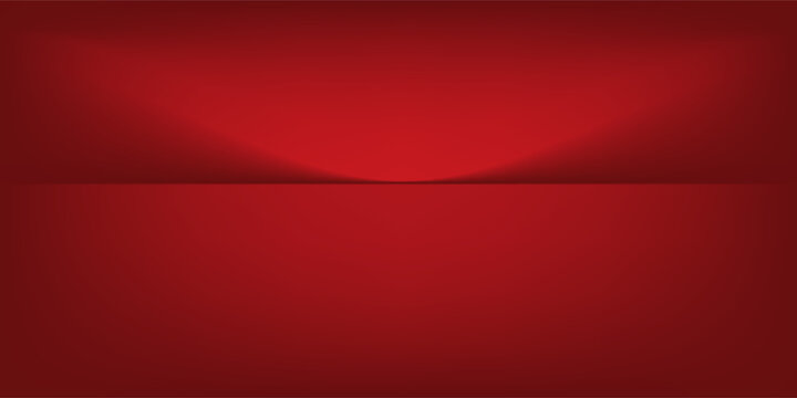 Latar belakang studio merah. Ruang studio limbo podium abstrak. Lantai dinding gradien merah gelap dan pemandangan sorotan.