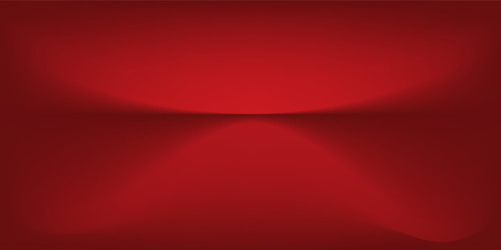 Latar belakang studio merah. Ruang studio limbo podium abstrak. Lantai dinding gradien merah gelap dan pemandangan sorotan.