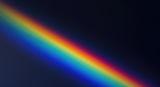 Dynamic iridescent texture of refracted light creating a vibrant rainbow spectrum and futuristic geometric color pattern, shine, spectrum, glow