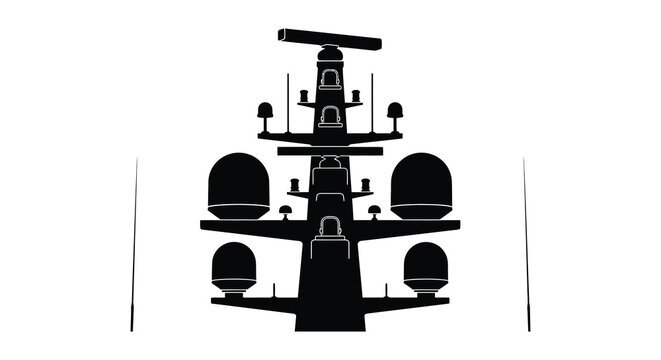 radar tower with multiple antennas and domes silhouette high quality professional detailed modern elegant stylish clean crisp vibrant