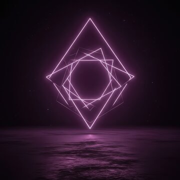 Ethereal geometry created by subtle light in a deep, empty void. A cosmic, atmospheric background suggesting infinite possibility and meditation, conceptual, light, pattern