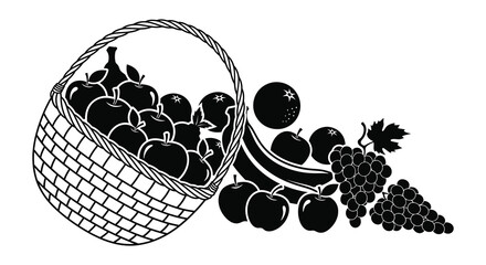 basket of fruits with apples bananas grapes silhouette high quality professional detailed modern elegant stylish clean crisp vibrant © Komla02