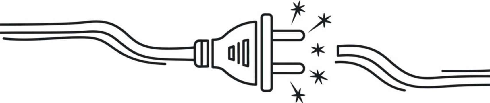 A sketch depicting a power plug being disconnected from a socket with sparks flying symbolizing disconnection or failure