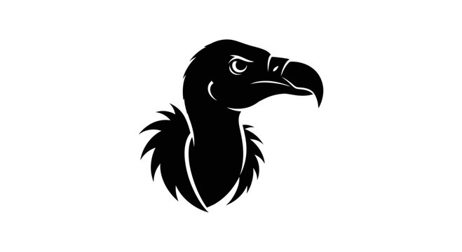 Black Vulture Silhouette Icon, Vector Illustration, Isolated on White Background