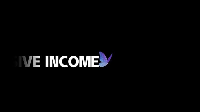 &ldquo;BUILD PASSIVE INCOME&rdquo; bold white typography animation on black background, smooth cinematic motion, minimal clean style, modern motivational aesthetic, high contrast, sharp text, 8K, noise free