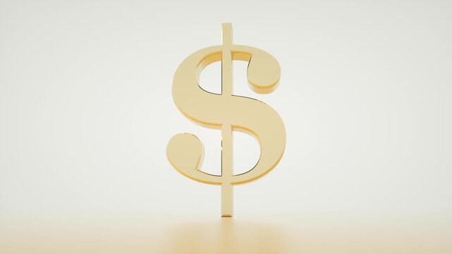 Slow Zoom on Golden Dollar Sign With Minimal Studio Background