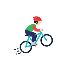 Naklejka premium Cyclist in Helmet Riding Bicycle, Action Sport, Flat Design
