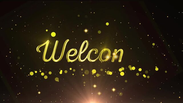 Elegant golden cursive letter W on starry space background design