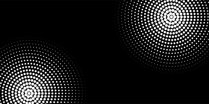 Halftone gradient circles collection. Dots textured round patterns. Cartoon comic radial faded background set. Abstract pixelated elements for frame, poster, collage, banner, flyer. Vector bundle